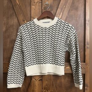 Marled Monochrome Chevron Knit Sweater